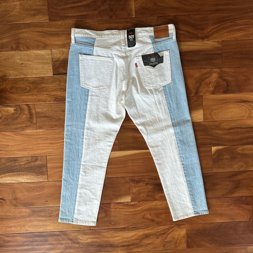 Levi's 501 Two-Tone Mid-Rise Cropped Tapered Button-Fly Jeans size 16 or 33 NWT - Picture 5 of 9